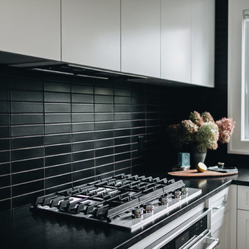 Sleek Matte Black Kitchen Backsplash