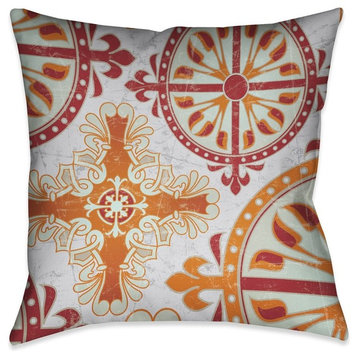 Laural Home Medieval Persimmon II Outdoor Decorative Pillow, 18"x18"