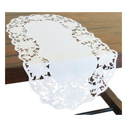 Xia Home Fashions - Daisy Garden Embroidered Cutwork Spring Table Runner - Table Runners