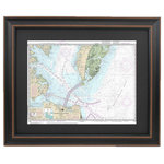 Framed Nautical Maps - Poster Size Framed Nautical Chart; Chesapeake Bay Entrance - This Framed Nautical Map covers the Chesapeake Bay Entrance, VA. The Framed Nautical Chart is the official NOAA Nautical Chart detailing the waterways of these beautiful waterways.