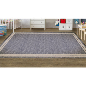 Flagship Carpets FE425-44A 7'6"x12' Double Border Grey Educational Rug