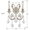 Crystorama Lighting Group 5112-CL-MWP Regis 2 Light 16" Tall Wall - Olde Silver