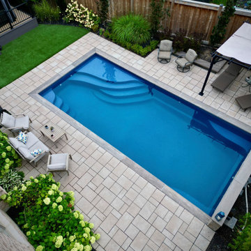 Aurora Fiberglass Pool Custom Composite Deck and Landscaping