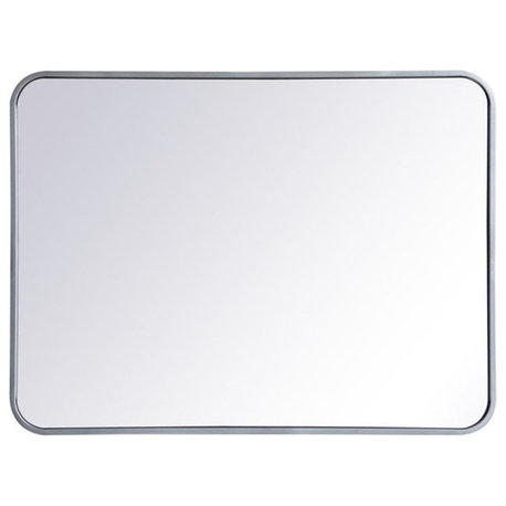 Elegant Decor Evermore 24x32" Soft Corner Metal Rectangular Mirror in Silver