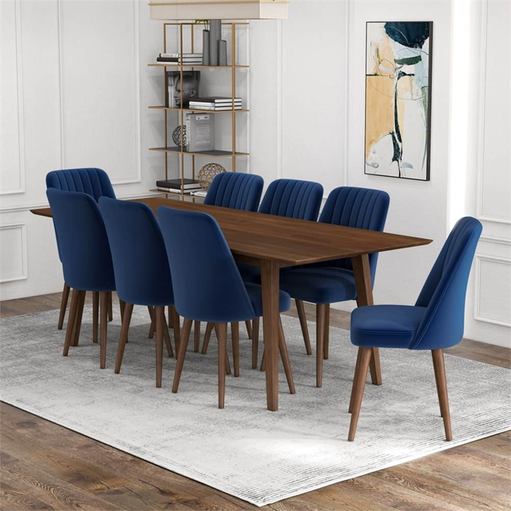Verona Modern Furniture Style Solid Wood Walnut 86" Rectangular Dining ...