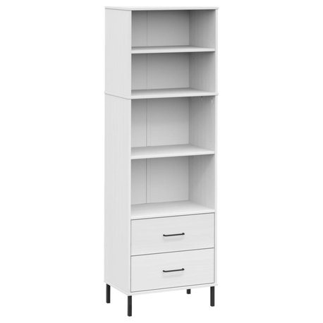 vidaXL Bookcase With 2 Drawers White 23.6"x13.8"x70.9" Solid Wood
