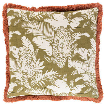 Tanzania TZN-002 Pillow Cover, Olive, 20"x20", Pillow Cover Only