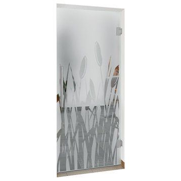 Swing Glass Door, Seeding Design, Semi-Private, 38"x84" Inches, 3/8" (10mm)
