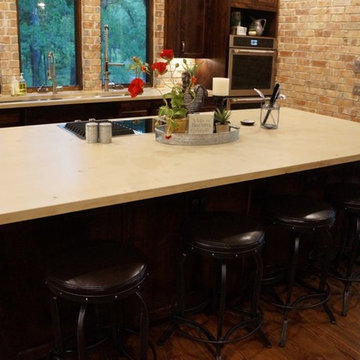 Cream Concrete Countertops in Traditional Kitchen