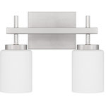 Quoizel - Quoizel WLB8613 Wilburn Bath 2 LED Light, Brushed Nickel - Opal etched glass casts a warm, ambient glow in the Wilburn wall sconce and bath light collection. The minimalist silhouette is accentuated by clean straight lines and a gleaming rectangular backplate. Choose from a variety of size and finish options to round out your home. Whichever you choose, Wilburn's integrated LED light source is guaranteed to shine in any hallway, bathroom or living area.