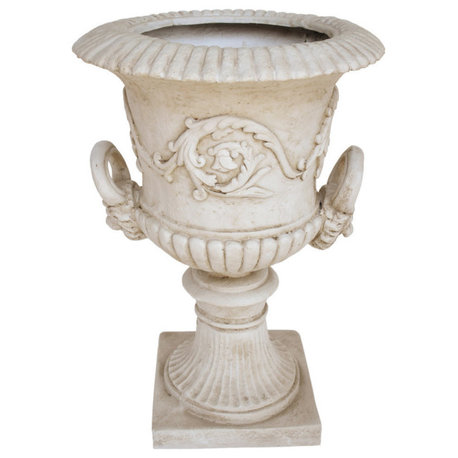 GDF Studio Joa Chalice Lightweight Concrete Garden Decorative Urn Planter, Antique White