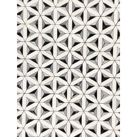Delta Waterjet Mosaic with Dolomite, Ocean Grey, & Toros Black