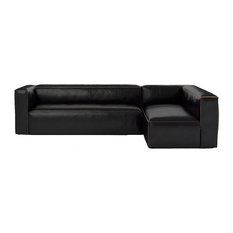 50 Most Por 8 Way Hand Tied Sectional Sofas For 2018 Houzz Zin Home Nolita Saddle Black Leather Modular Sectional Sofa Left Facing Sofas