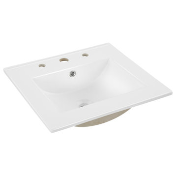 Ceramic Single Sink Basin Vanity Top, Compatible with VAN1000, VAN1004 & VAN1008