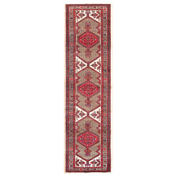 Pasargad Vintage Serab Collection Hand-Knotted Lamb's Wool Runner- 3' 1"x11' 4"