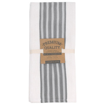 Harman Inc. Premium Quality Kitchen Towel Vertical Print Set Of 3, Grey