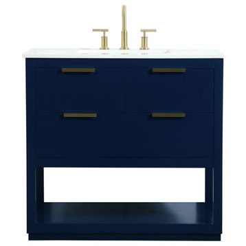 36" Single Bathroom Vanity, Blue, Vf19236Bl
