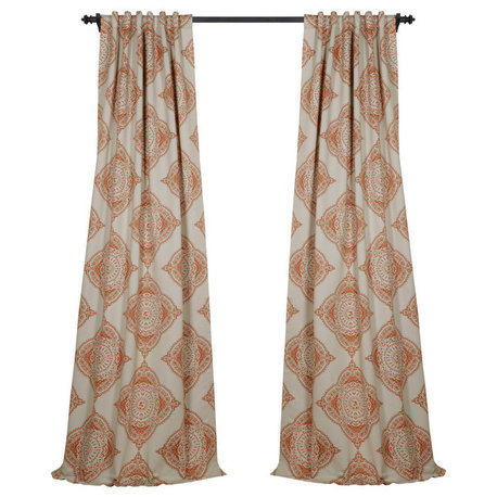 Henna Orange Blackout Curtain, Set Of 2, 50"x108"