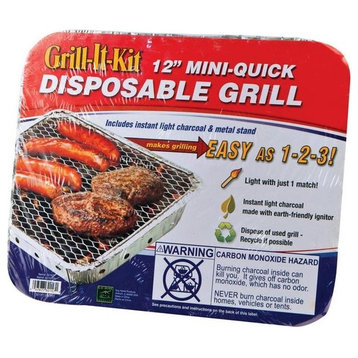 Marsh Allan 30157 Grill-It-Kit Charcoal Disposable Grill, Aluminum, 12"