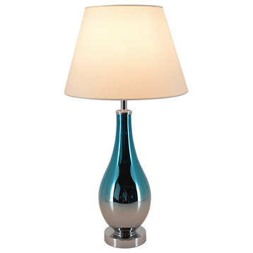 CARRO Tulip 28inch Table Lamp, Set of 2 , Blue Chrome Ombre
