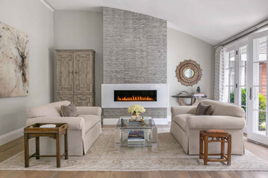 Photo of a transitional living room in San Francisco with vaulted.
