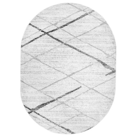 Nuloom Thigpen Striped Contemporary Area Rug, Grey 3'x5'Oval
