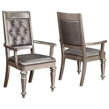 Coaster Danette Tufted Faux Leather Dining Chairs in Gray