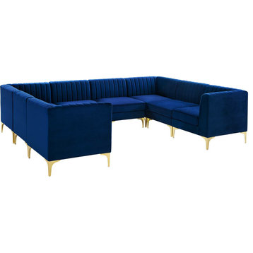 Swan Channel 8 Piece Sectional Sofa - Navy