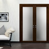 French Double Doors 64 x 80 Frosted Glass | Planum 2102 Chocolate Ash