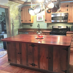 Farmhouse Rustic Kitchen Island with Cherry Countertop - Kitchen Products