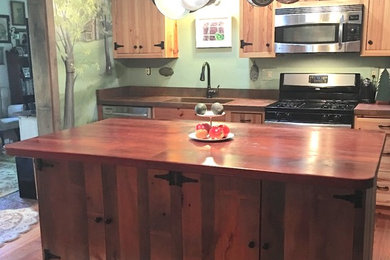 Farmhouse Rustic Kitchen Island with Cherry Countertop