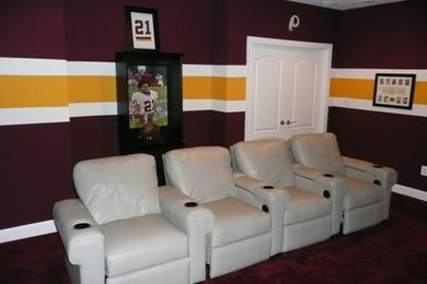 This is an example of a contemporary home theatre in DC Metro.