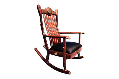 Custom Handmade Walnut Upholstered Seat Rocking Chair