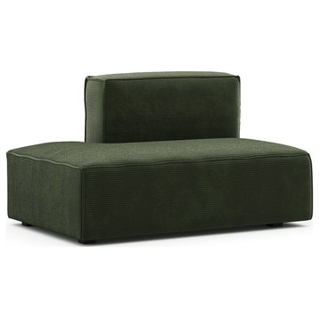 Burt Square Back Modular Open-End Chaise Lounge, Olive Green Corduroy, Left End