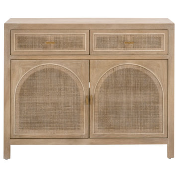 Star International Furniture Bella Antique Cane Wood Media Cabinet in Smoke Gray