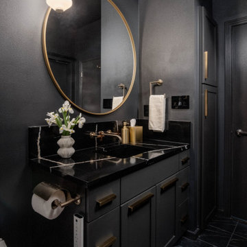 Dramatic All-Black Guest Bathroom