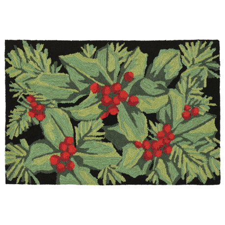 Frontporch Hollyberries Indoor/Outdoor Rug Black 2'6x4'