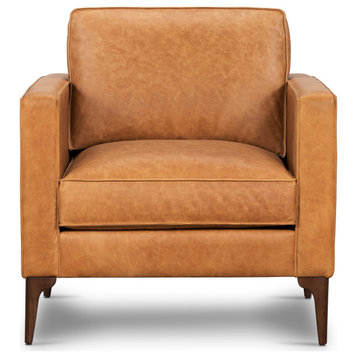 Poly and Bark Mateo Leather Lounge Chair, Cognac Tan