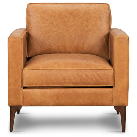 Poly and Bark Mateo Leather Lounge Chair, Cognac Tan