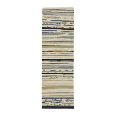 Lauren Wan Sketchy Lines Indoor/Outdoor Abstract Silver/Blue Area Rug, 2'6"x8'