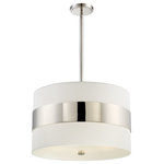 Crystorama - Libby Langdon for Crystorama Grayson 5 Light Polished Nickel Chandelier - Libby Langdon has given the classic pendant light a modern update with a ribbon of steel that lends the Grayson Collection a fashionable mid-century appeal. Versatile enough to fit into any interior, this fixture produces a soft diffused light that adds warmth to any space. A great look for any decor, this light looks great in the dining room, kitchen, bedroom or grand living room.