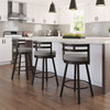 Amisco Render Swivel Counter and Bar Stool, Taupe Grey Faux Leather / Dark Brown Metal, Counter Height