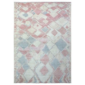 Pink, Soft Wool Hand Knotted, Boujaad Moroccan Berber Oriental Rug, 8'1"x11'7"