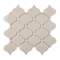Merola Tile Metro Lantern Glossy Taupe Grey 9-3/4 in. x 10-1/4 in. x 6 mm Porcel - Mosaic Tile