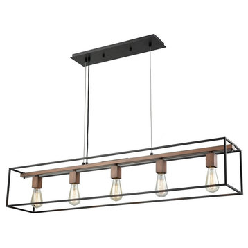 Rigby 5-Light Chandelier, Oil Rubbed Bronze And Tarnished Brass