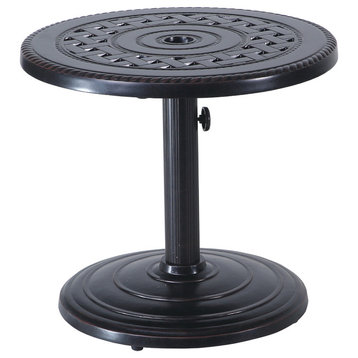 Grand Terrace 24" Round Umbrella End Table, 50lb Base, Midnight Gold