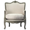 Club Chair ADELE Faux Olive Green Off-White Cotton Wood