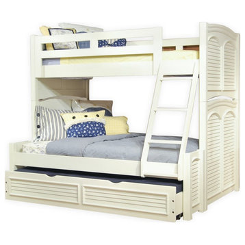 Cottage Tradition Solid Wood Twin over Full Bunk Bed with Trundle-Eggshell White