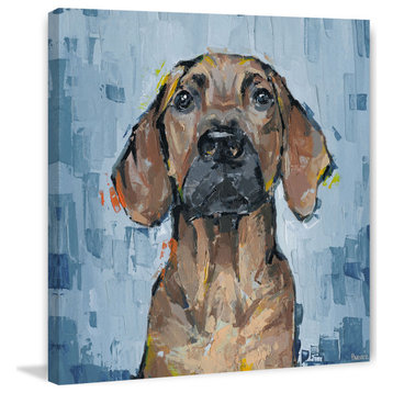"Attentive Dog" Painting Print on Wrapped Canvas, 48"x48"
