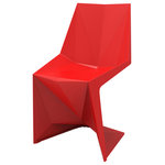 Vondom - Voxel Chair, Set of 4, Basic/Injection, Red - The Voxel Chair is the perfect conceptual architectural piece for any space. It presents a unique structural shape, angular and faceted, only possible due to a production by injection molding. Its weight is distributed in a balanced way due to its smartly designed shape. Its lightweight body makes it easy to transport and arrange. The chair is a minimal simple yet voluminous stackable chair that is faceted just in the perfect places for comfort, just in the right angles for hyper-strength, imbuing the correct creases for beauty, and just the few merging and converging lines for purity.